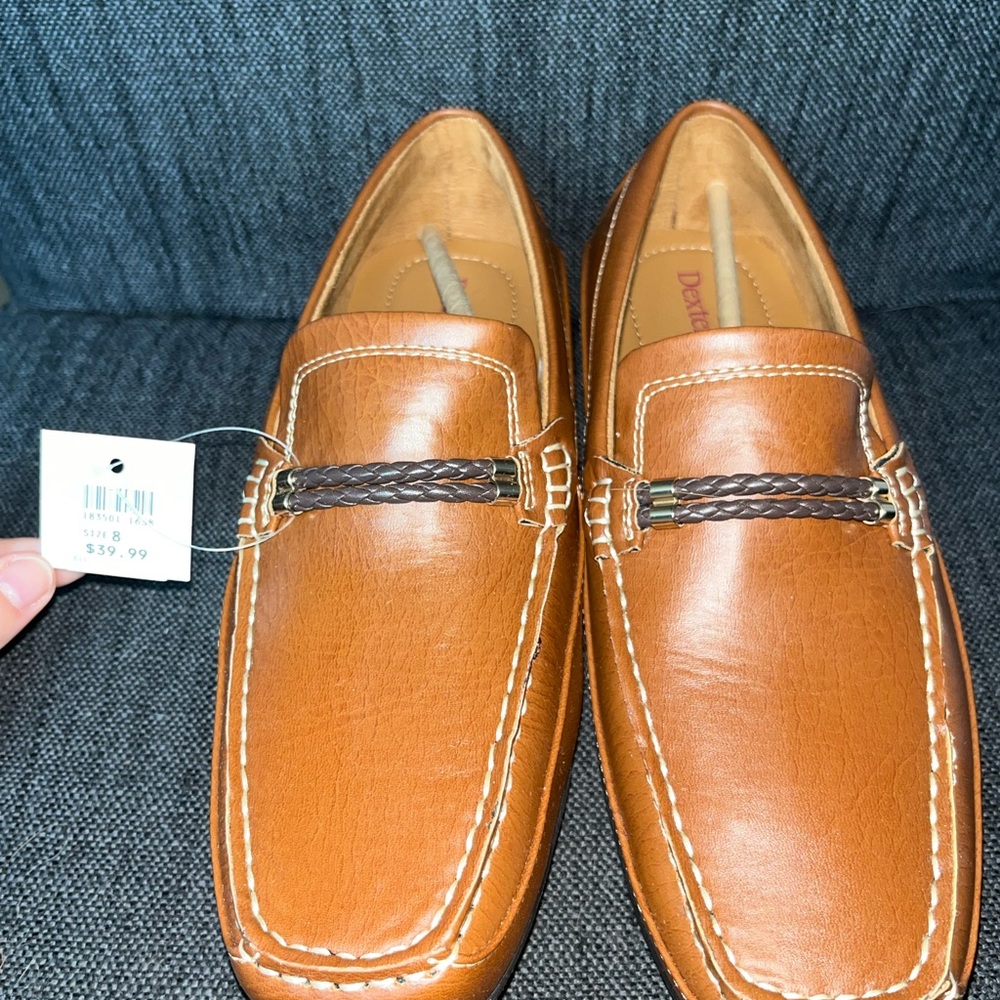 Dexter Brown Leather Loafers with Metal Buckle